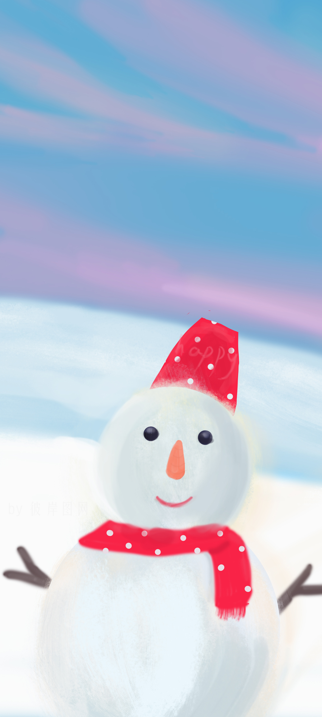 高清可爱圣诞雪人壁纸，免费下载，装点你的手机桌面！