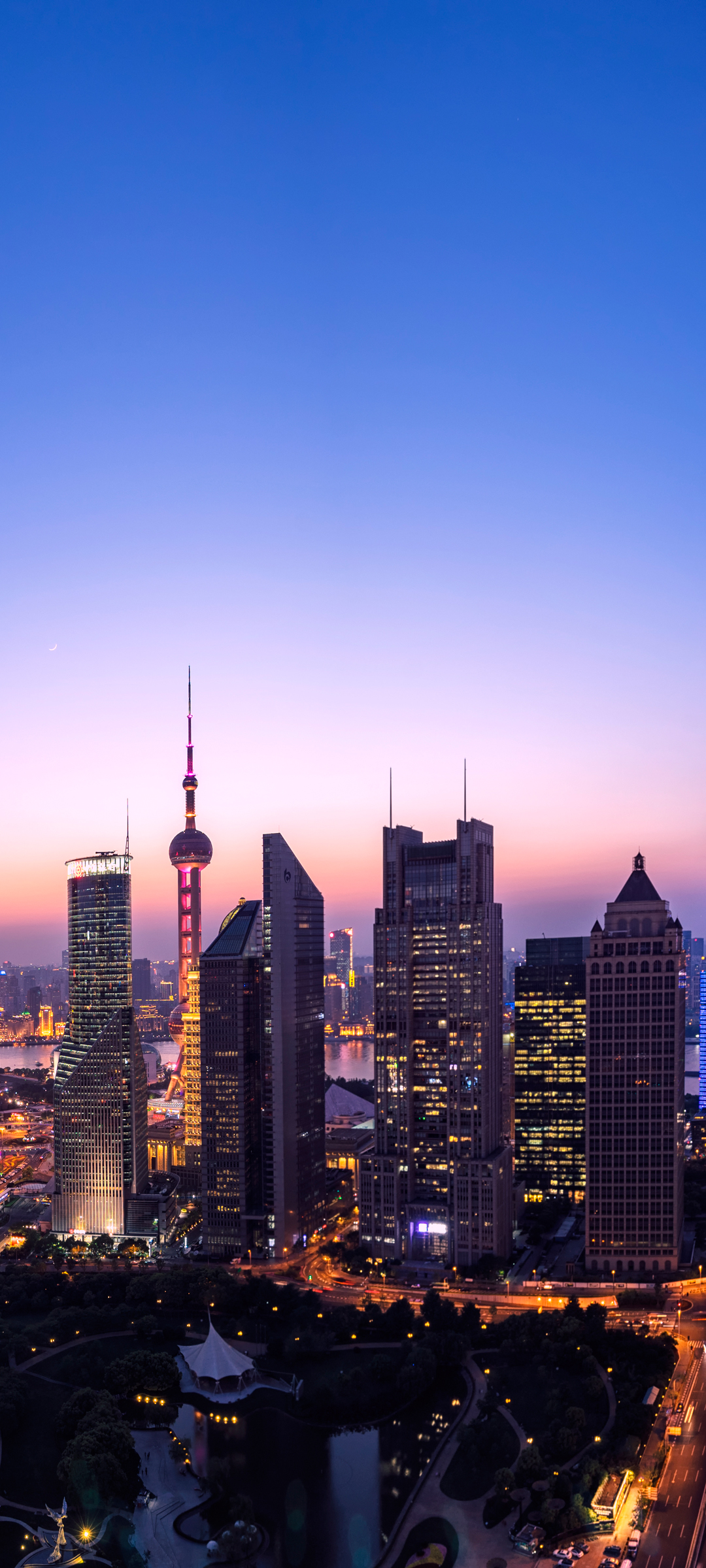 上海璀璨夜景，全面屏高清手机壁纸，免费下载欣赏