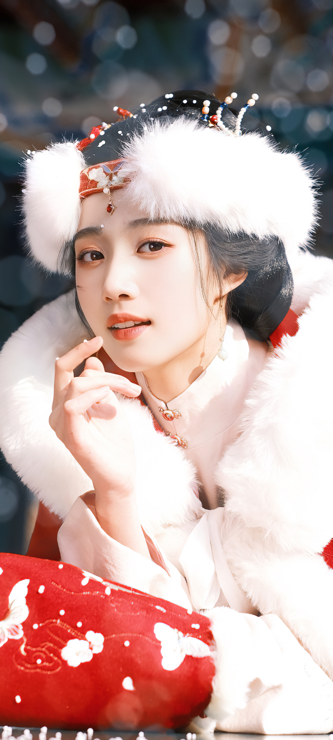 红衣美女高清壁纸，免费下载可爱手机壁纸精选