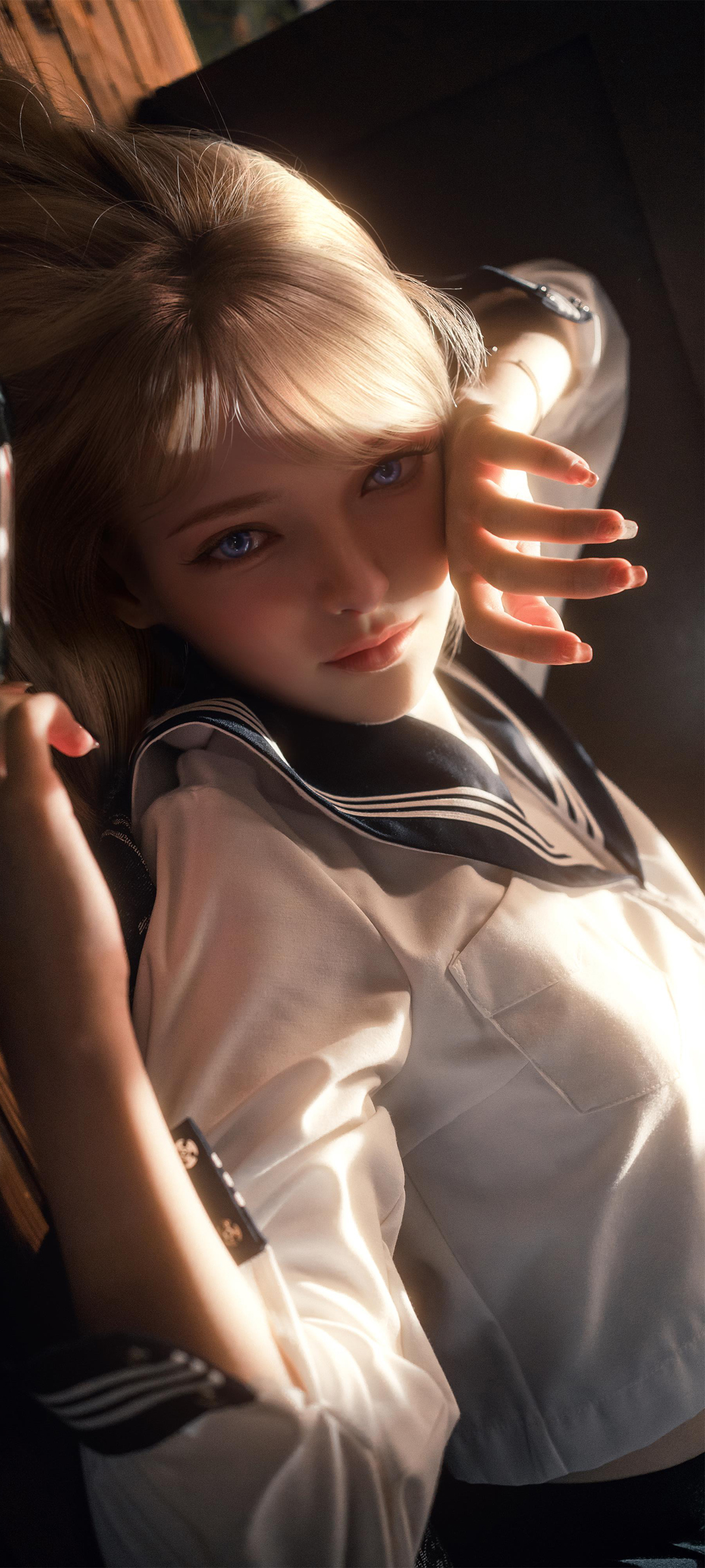 穿越火线CF手游，岚兮儿水手服美女壁纸，免费下载手机专属背景