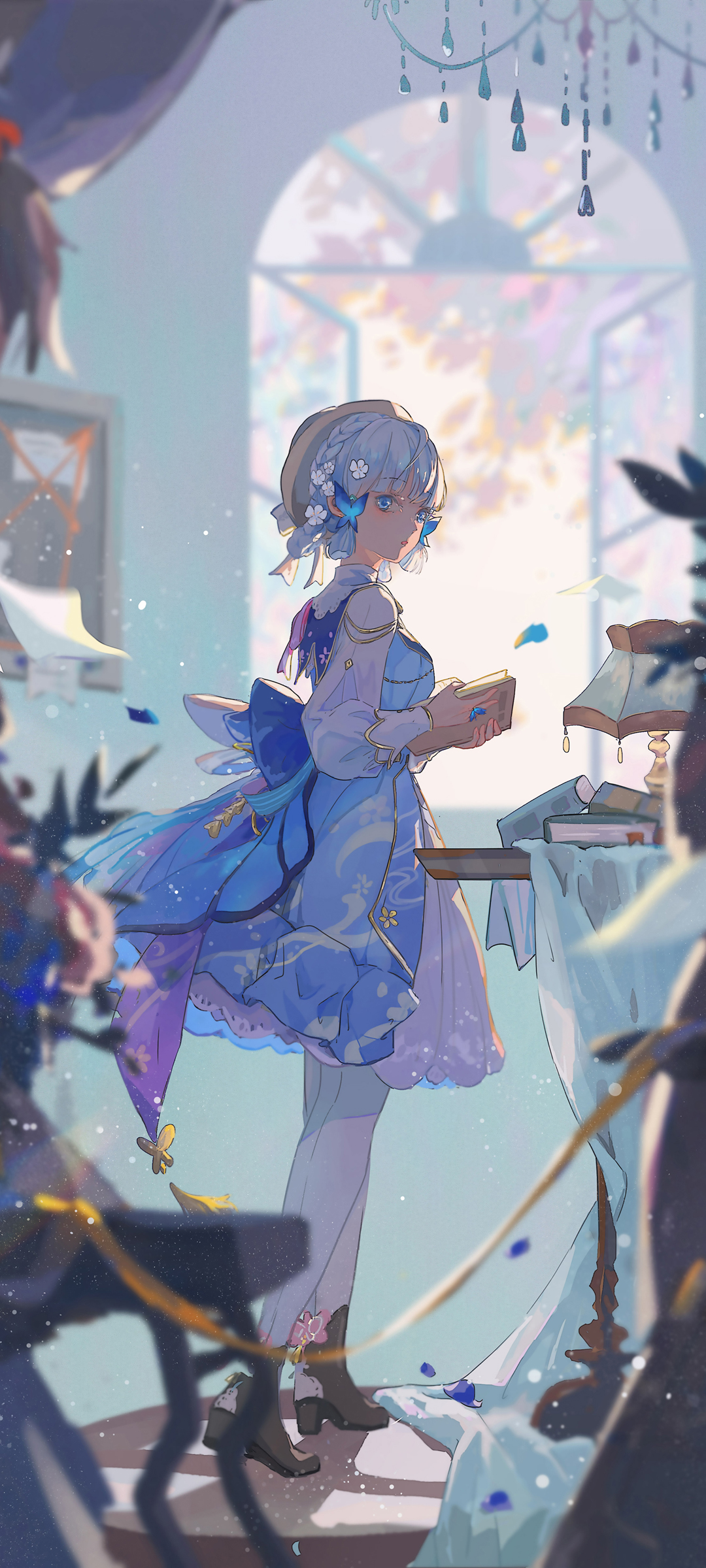 原神少女萌态蓝裙，动漫风手机壁纸免费下载