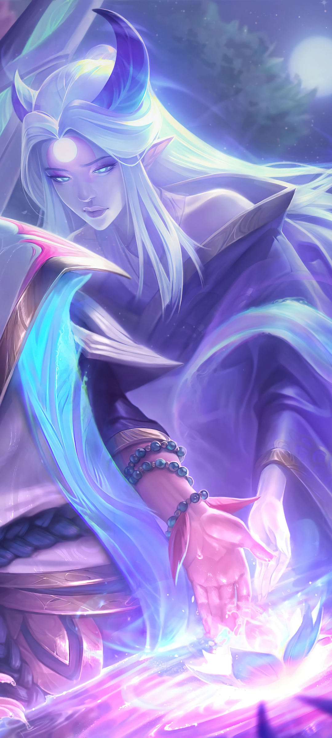 英雄联盟LOL残月之肃灵魂莲华明昼精美手机壁纸免费下载