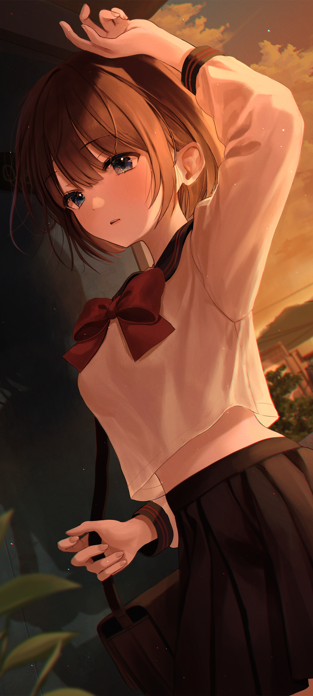 女学生波波头水手服动漫风壁纸，免费手机壁纸下载
