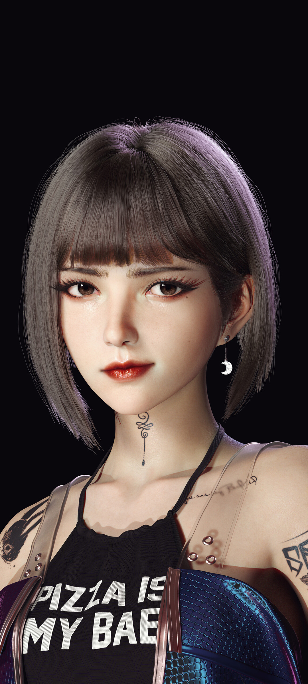 动漫短发气质美女3D壁纸，免费下载个性手机背景图