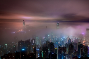 香港摩天大楼城市夜景4k壁纸
