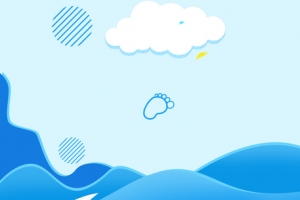 夏令营卡通文艺蓝天白云背景