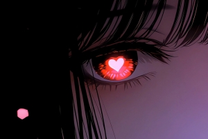 爱心眼睛可爱少女3440x1440带鱼屏动漫壁纸