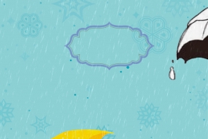 雨水节气卡通手绘插画海报背景
