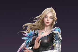 蓝色梦幻花纹服饰人物