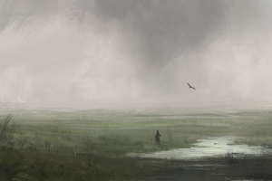 3840x2160 剪影 孤独 孤独 鸟 草 艺术壁纸 背景