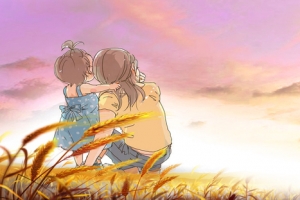 母亲节人物线条手绘海报banner