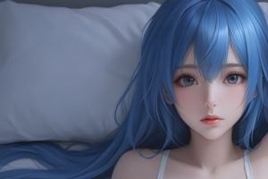 可爱蓝发女孩 3440x1440带鱼屏动漫壁纸