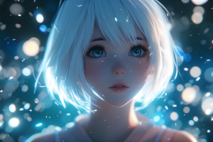 短发女孩 流云2560x1600动漫壁纸