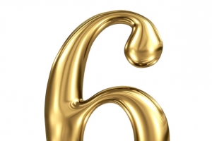金色立体数字6