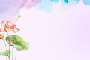手绘水墨彩色荷花banner