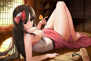 长发 蝴蝶结 性感美女 大腿 4k动漫壁纸