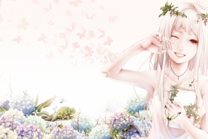 女孩,眼泪,花,唯美4k动漫壁纸
