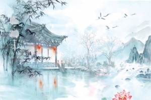 中国古风水彩插画素材