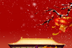 元旦春节新年手绘舞龙手绘人物灯笼梅花