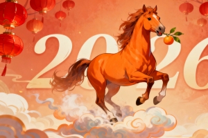 2026 高大的马 桔子 详云 红色灯笼 4k壁纸