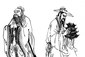 孔子和鲁班线描画像矢量素材