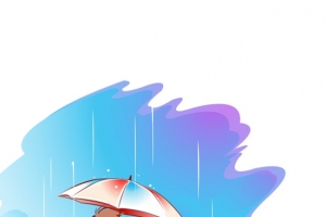 卡通情侣撑伞七夕