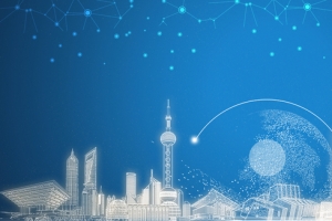 城市金融上海扁平科技蓝色背景
