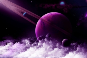 行星 戒指 紫色 云 太空 4k壁纸 3840x2160