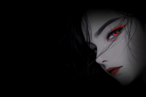 动漫暗黑冷艳红眸美女 3440x1440带鱼屏壁纸