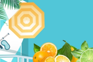 水果暑期旅游卡通banner背景