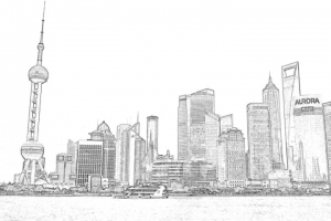 上海外滩素描简笔画PNG