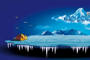 冰雪节大气蓝色海报banner背景