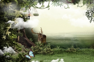春天文艺景色渐变绿banner