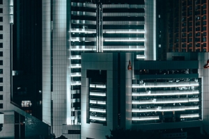 城市 鸟瞰图 夜晚 建筑物 灯光 4k壁纸 3840x2160