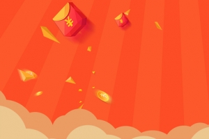 手机快捷支付卡通几何红包橙色banner