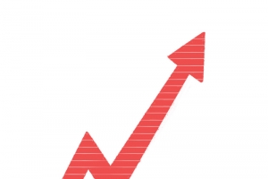 手绘红色上升箭头高清PNG透明免扣设计素材免费下载