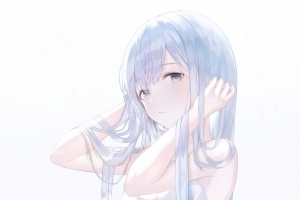 女孩子少女白色连衣裙 银发 花 4k手机壁纸