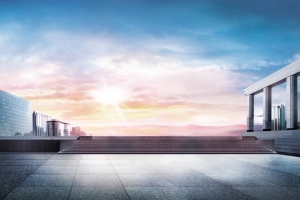 日落科技大楼广场海报背景