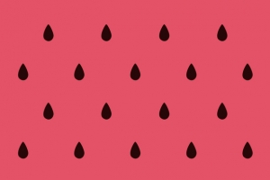 手绘卡通西瓜黑色雨滴