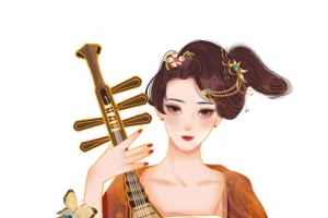 中国风汉服古风弹琵琶美女