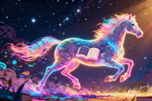 梦幻唯美星空 光 马儿 书 4k壁纸