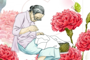 母亲节康乃馨母亲和花