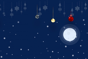 圣诞节卡通文艺雪景蓝色banner