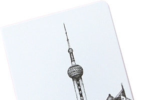手绘素描合成城市建筑东方明珠