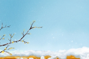 冬天卡通红墙背景图