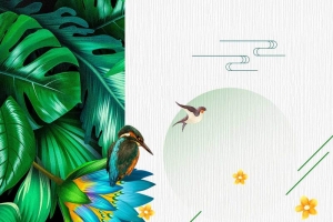 小清新唯美插画春天夏天背景海报