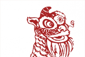 卡通红色舞狮狮子