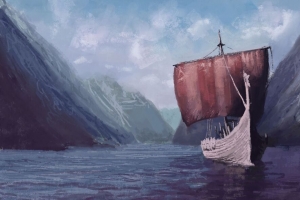  drakkar 船 帆 海 艺术 4k壁纸 3840x2160