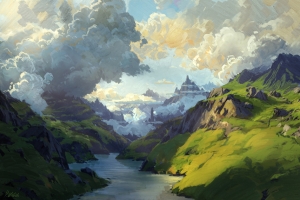 天空云河流阳光山脉风景4K高清车机横屏壁纸3840x2304免费下载