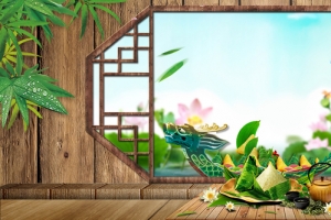 端午节中国风景色竹叶装修木纹背景